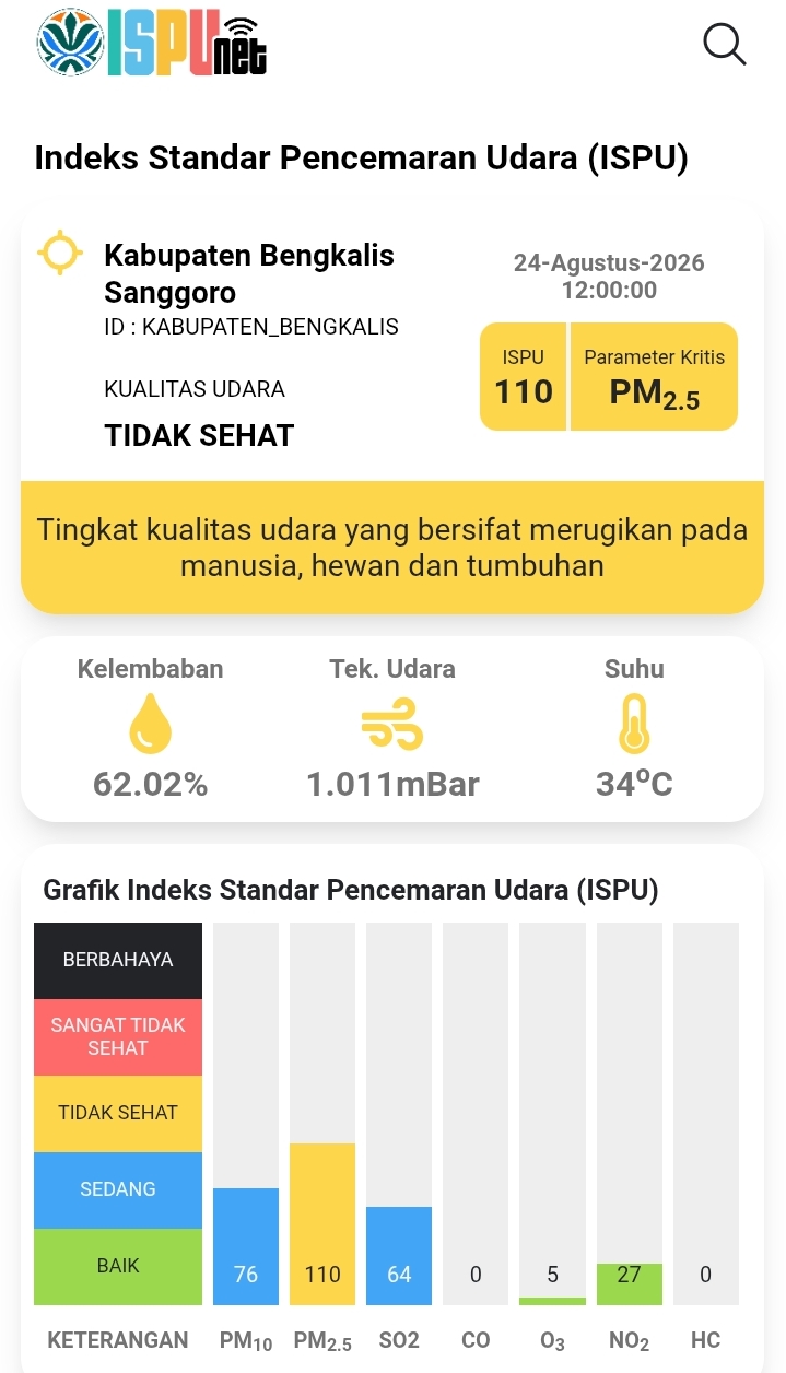 Udara Bengkalis Tidak Sehat, DLH Imbau Warga Kurangi Aktivitas di Luar Ruangan
