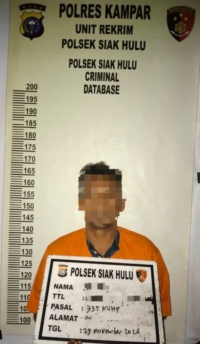 Anak Durhaka Ancam Bunuh Ibu Kandung Demi Uang, Ditangkap Polsek Siak Hulu