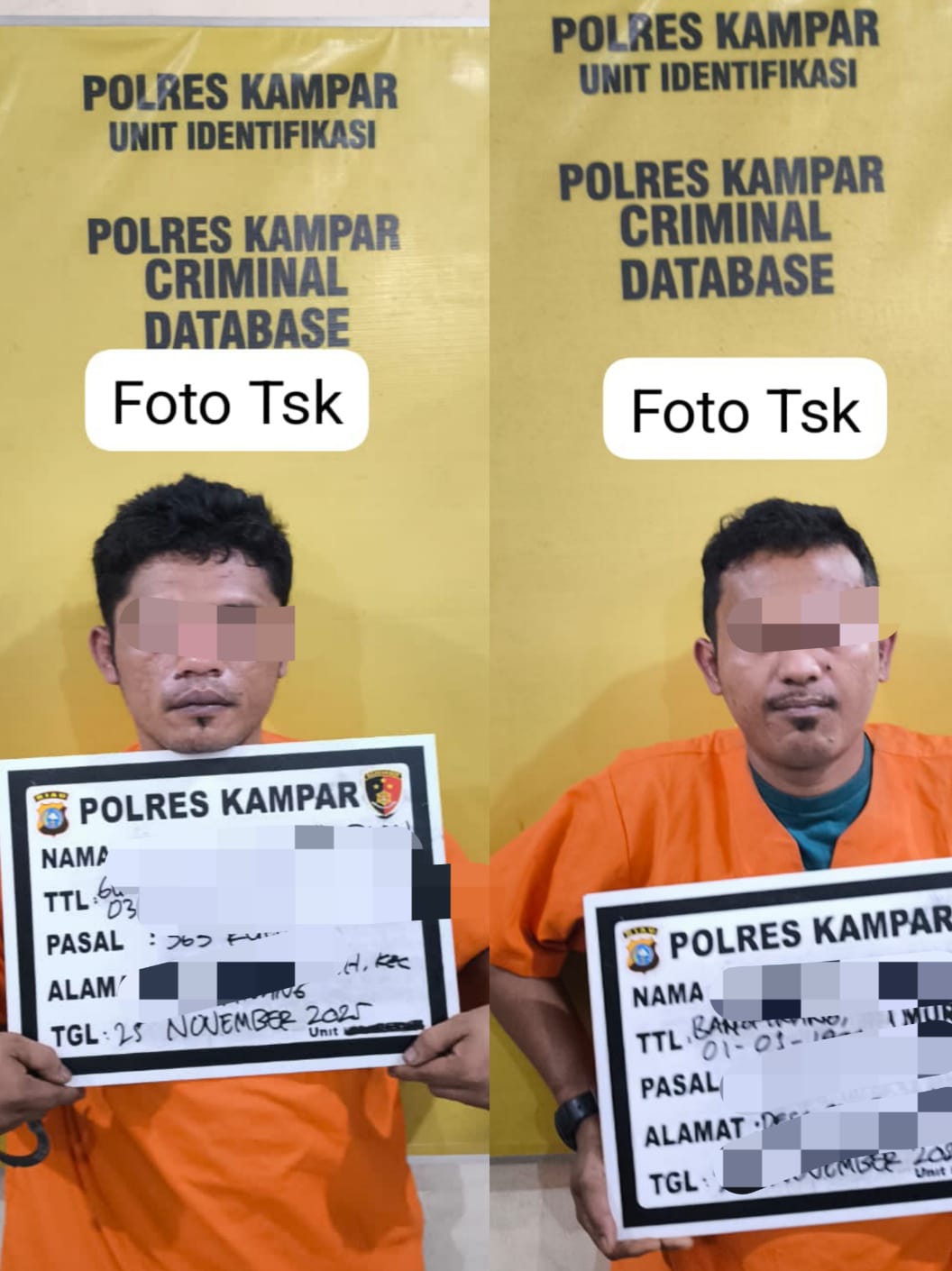 Satreskrim Polres Kampar Tangkap Dua Pelaku Curanmor di Desa Sei Jernih