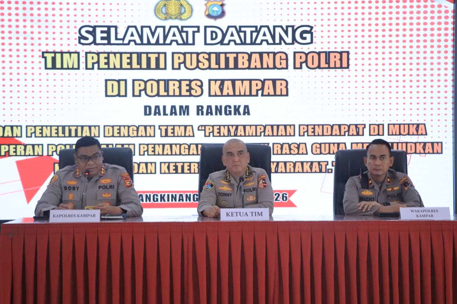 Polres Kampar Dukung Penelitian Puslitbang soal Penanganan Unjuk Rasa