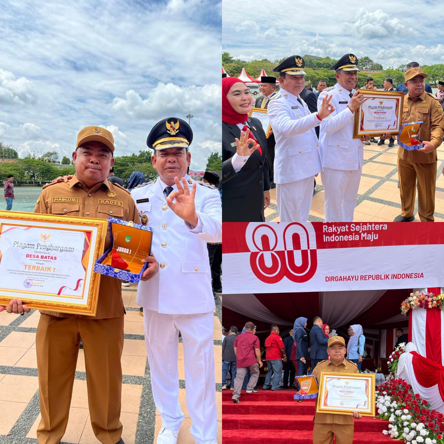 Kades Batas Dapat Piagam Penghargaan Desa Terbaik Se-Rohul dari Bupati Anton