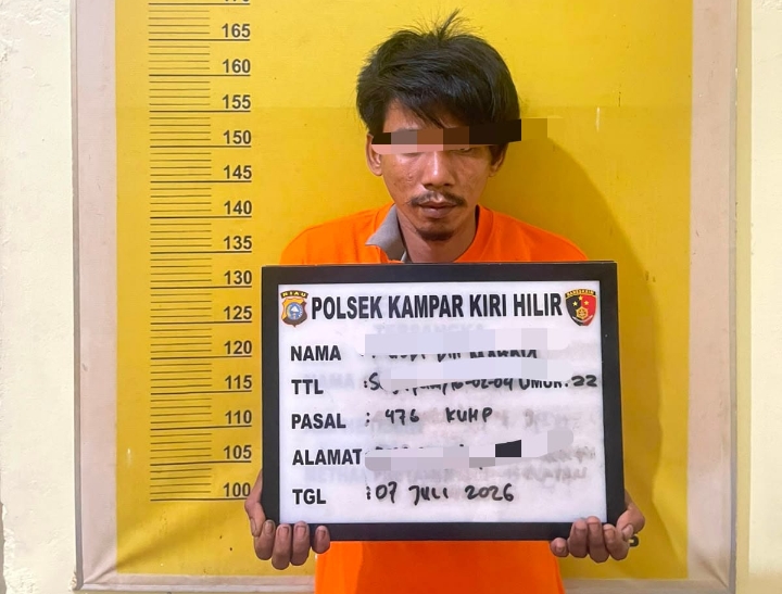 Polsek Kampar Kiri Hilir Tangkap Pelaku Curanmor di Desa Sungai Petai