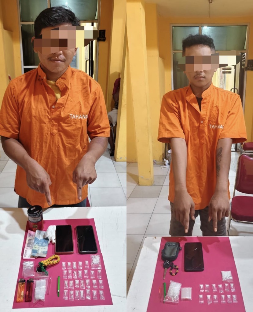 Polsek Tapung Hilir Tangkap Dua Pelaku Narkoba, Puluhan Paket Narkoba Ikut di Sikat