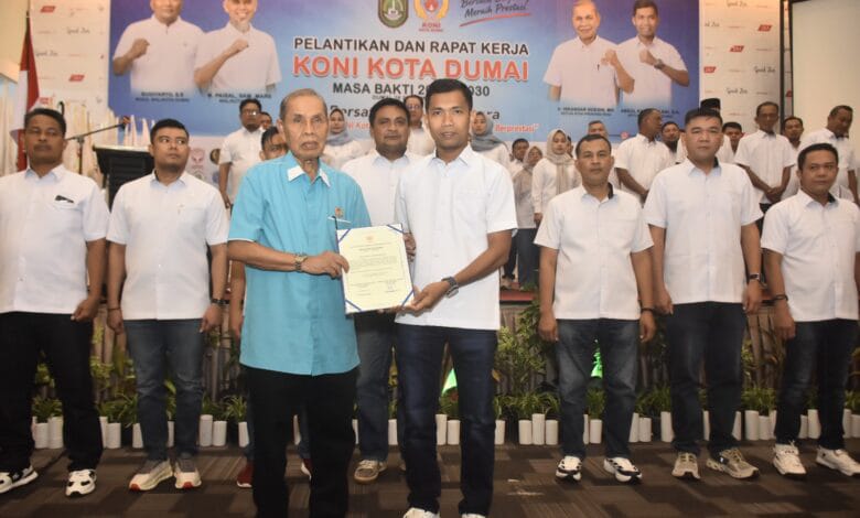 Pelantikan Abdul Kadir jalailani,SH,Menjabat sebagai Ketua Umum koni DUMAI.