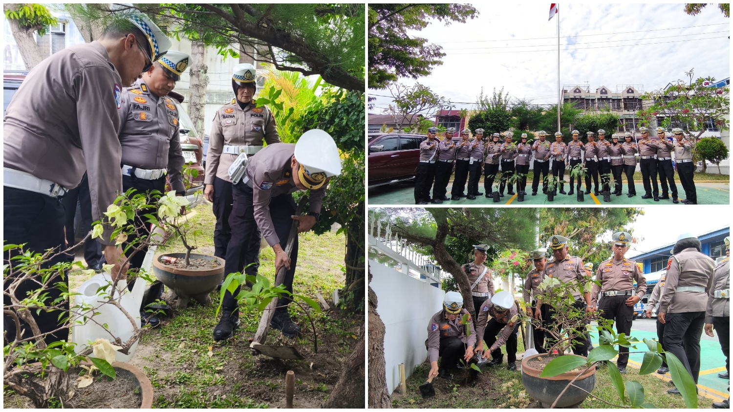 Hijaukan Lingkungan, Ditlantas Polda Riau Gelorakan Semangat Green Policing Lewat Aksi Tanam Pohon 