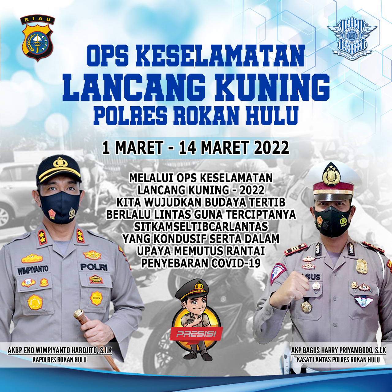 Di Giat Operasi Keselamatan LK 2022, Personil Sat Lantas Polres Rohul,Deteksi Dini Dan Bagikan Banos