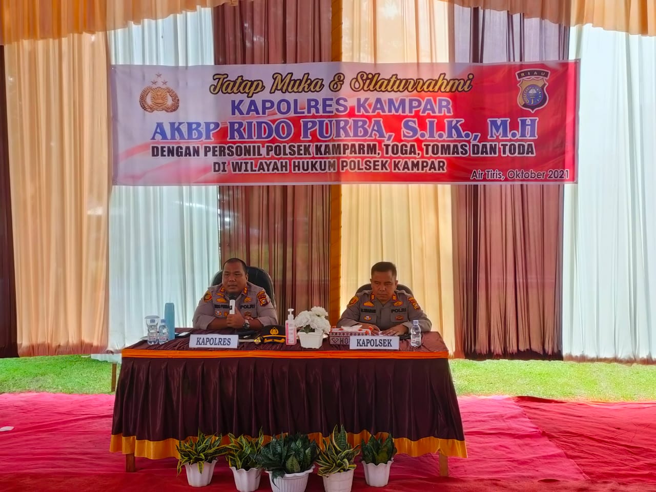 Kapolres Kampar Tatap Muka dengan Upika dan Tokoh Masyarakat Saat Kunker ke Polsek Kampar