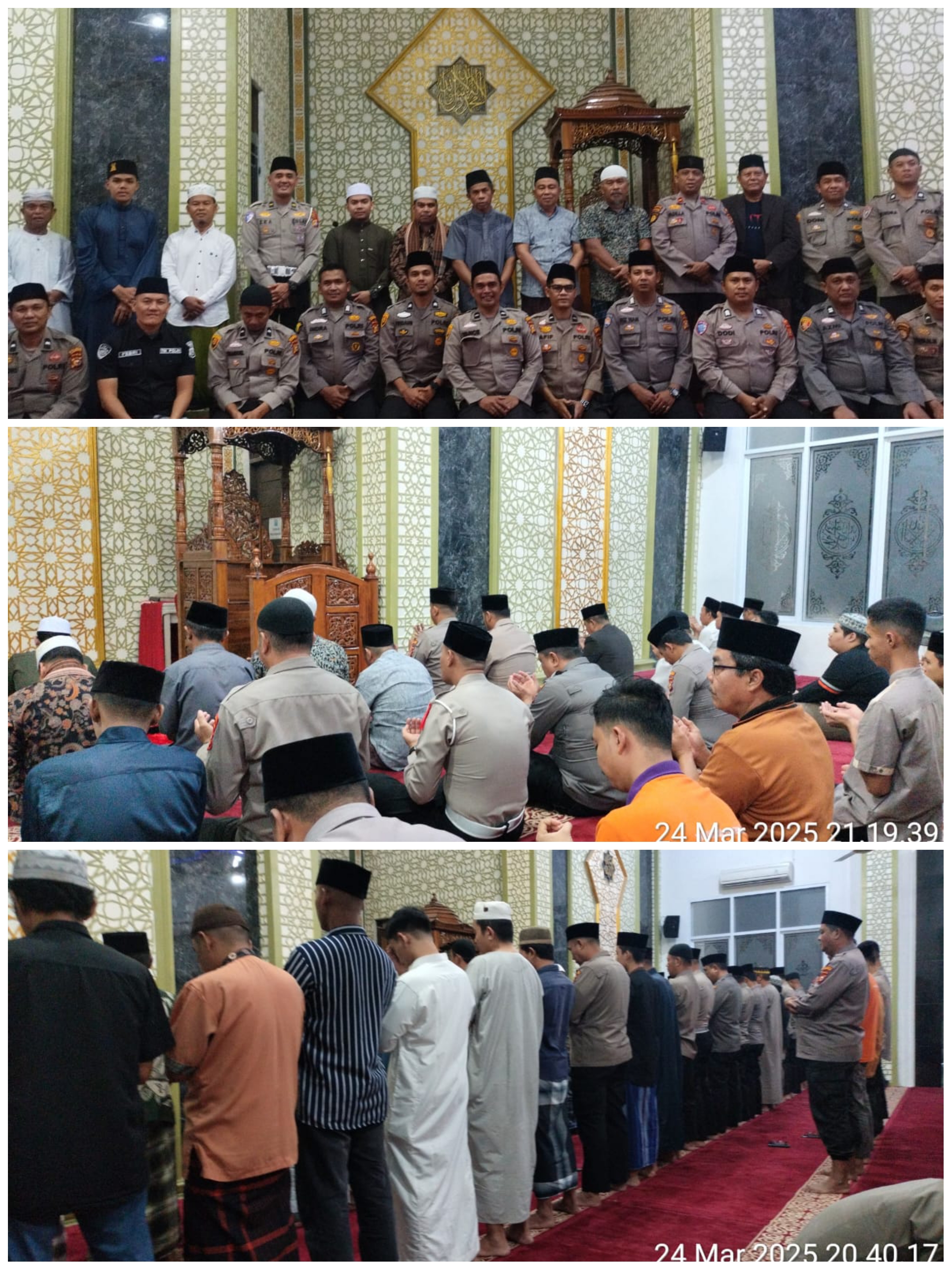 Kabag Ops Polres Kampar Pimpin Shalat Tarawih Berjamaah di Masjid Baitul Mukminin