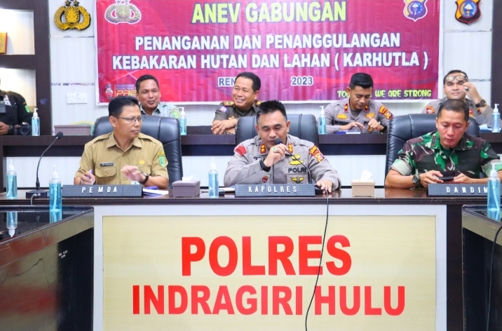 Pimpin Anev Gabungan Penanganan Karhutla,Ini Penjelasan Kapolres Inhu
