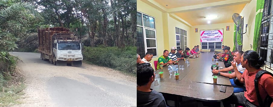 Warga Desa Lubuk Kembang Bunga Protes Truk Tronton Rapp  Melintasi Dengan Muatan Tonase Lebih