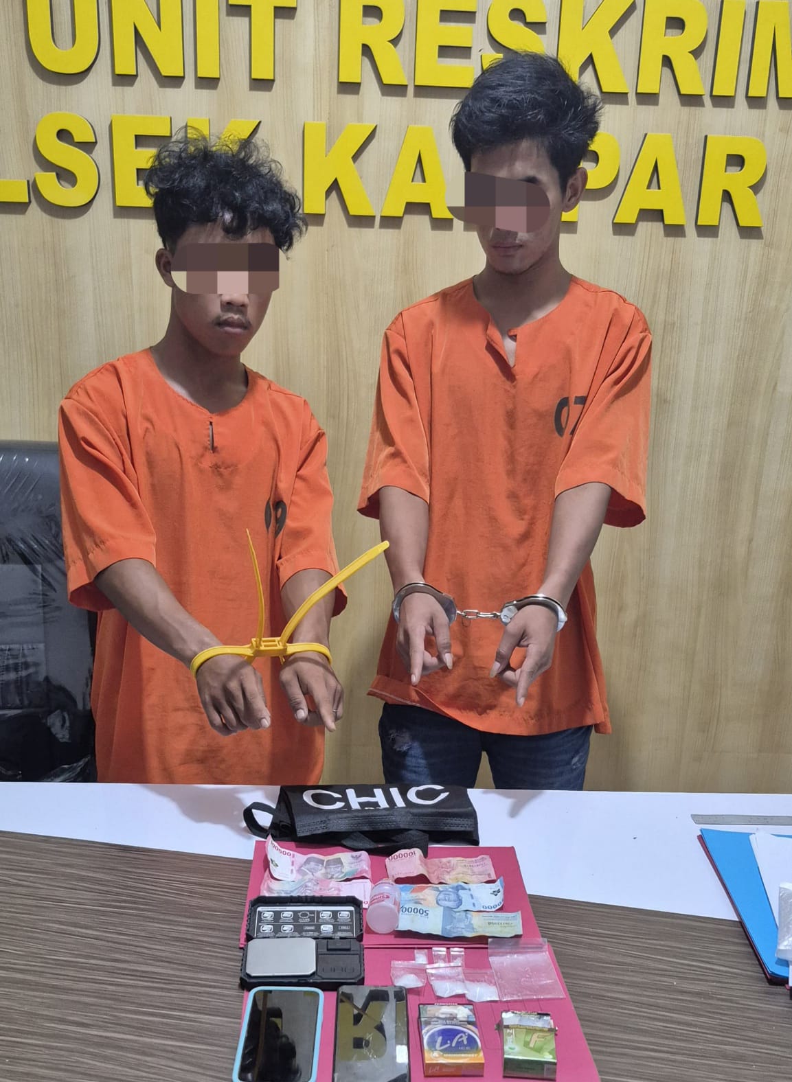 Polsek Kampar Kiri Tangkap Dua Pelaku Narkoba di Desa Gunung Mulya