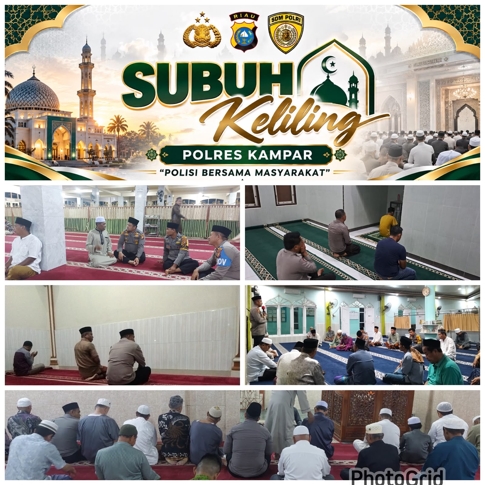 Gerakan Polisi Bersama Masyarakat: Kapolres Kampar Ajak Jajaran Sholat Subuh Berjamaah di 5 Titik Wi