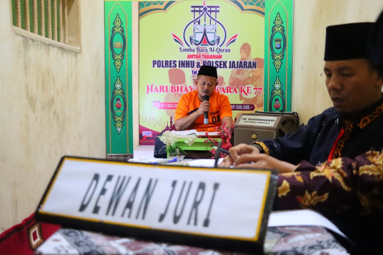 Polres Inhu dalam rangka memperingati hari Bhayangkara ke-77 2023 lomba baca Al-Quran antar tahanan