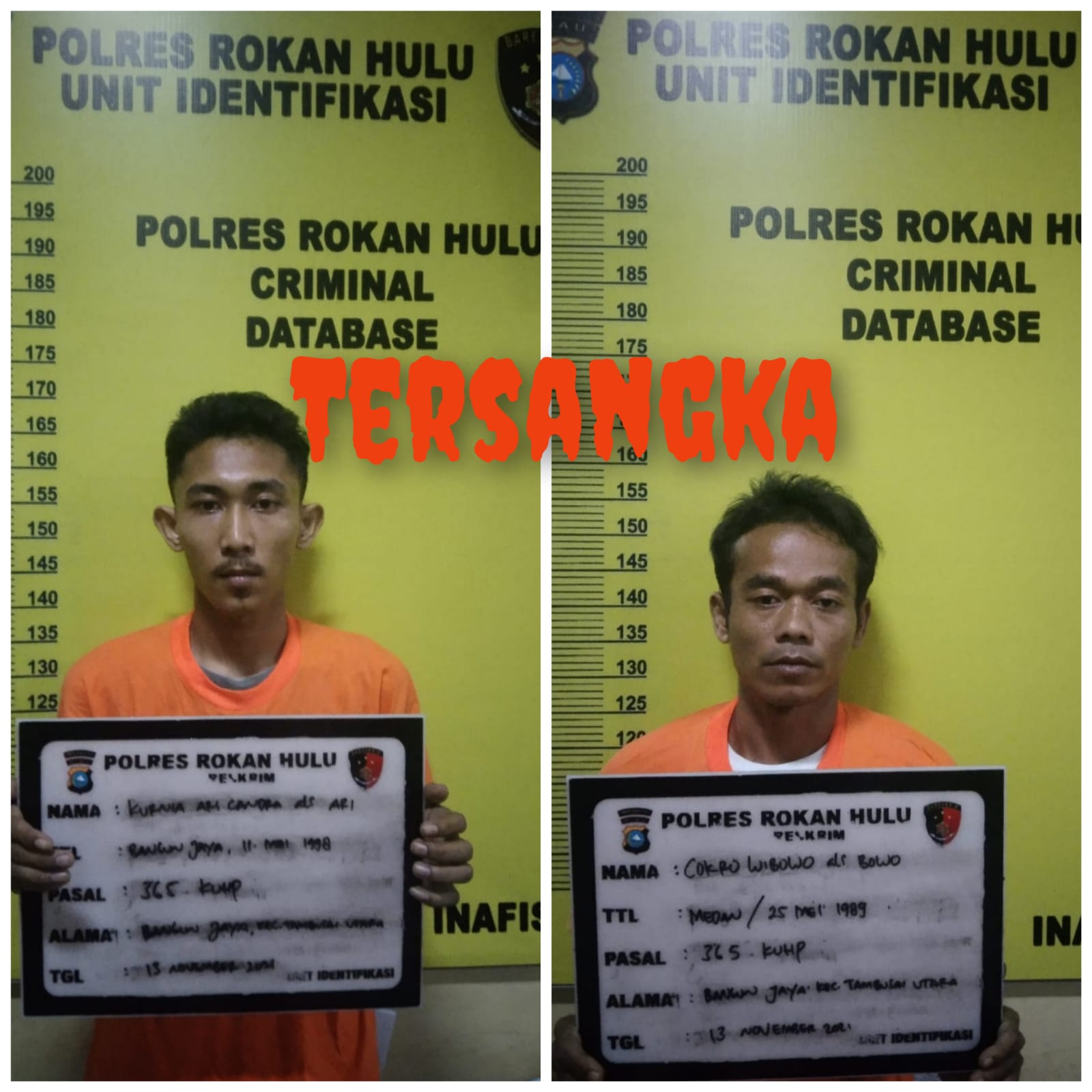 Dua Tersangka Curas Di Jalan Lingkar Pasir Pengaraian, Diamankan Team Resmob