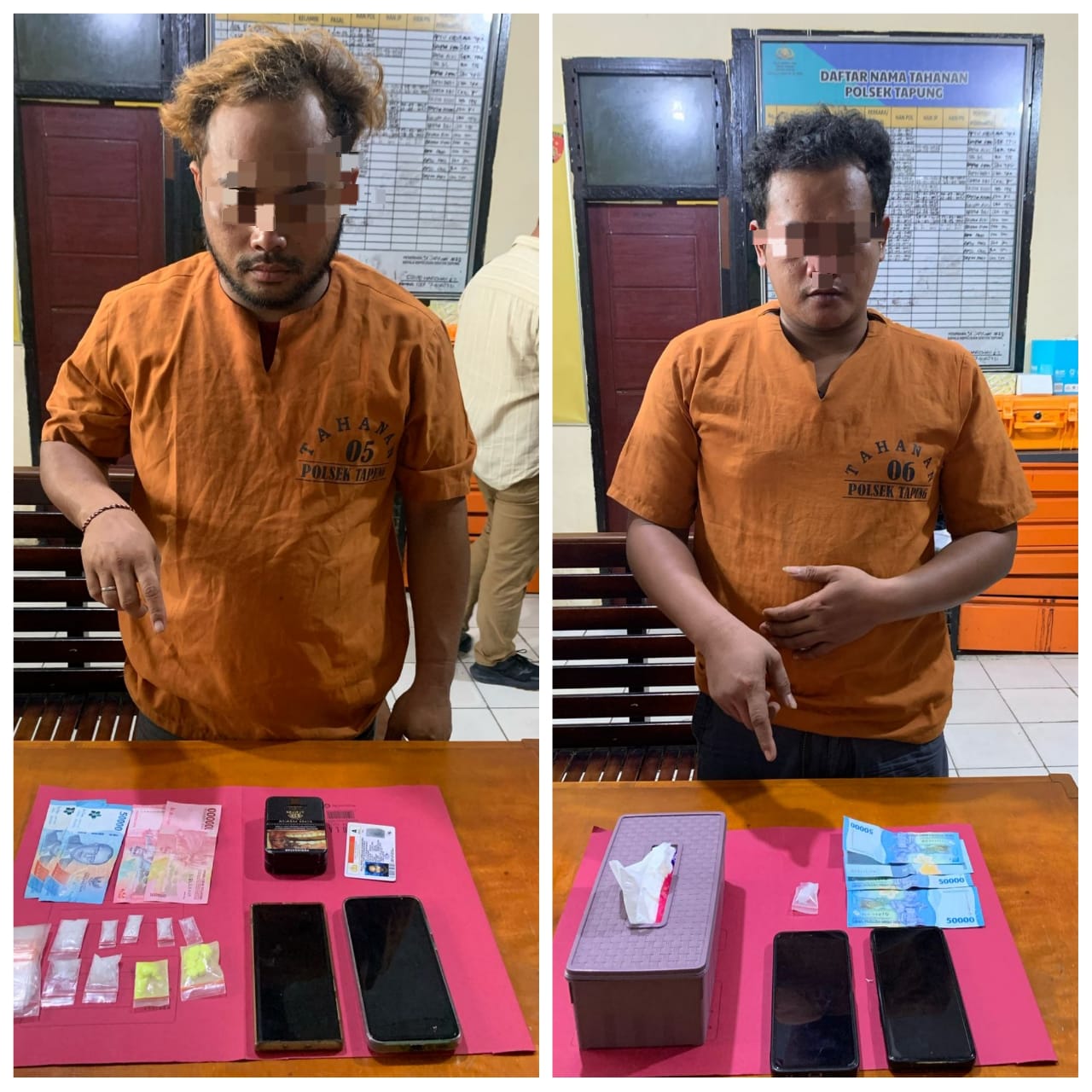 Polsek Tapung Ringkus Dua Pengedar Sabu dan Ekstasi, 10 Gram Sabu dan 9 Butir Pil Ekstasi Diamankan