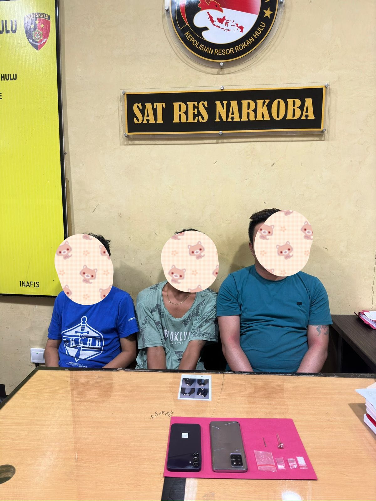 Terlibat Kasus Penyalahgunaan Narkoba, Tiga Tersangka Meringkuk Di Sel Mapolres Rohul 