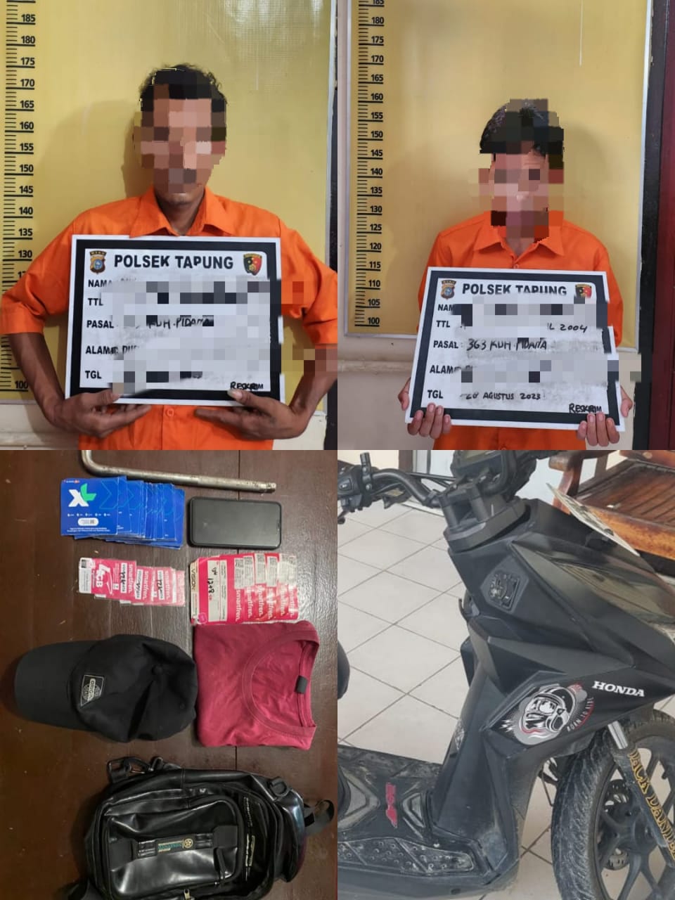 Dua Pelaku Bongkar Konter Ponsel Ditangkap Polsek Tapung