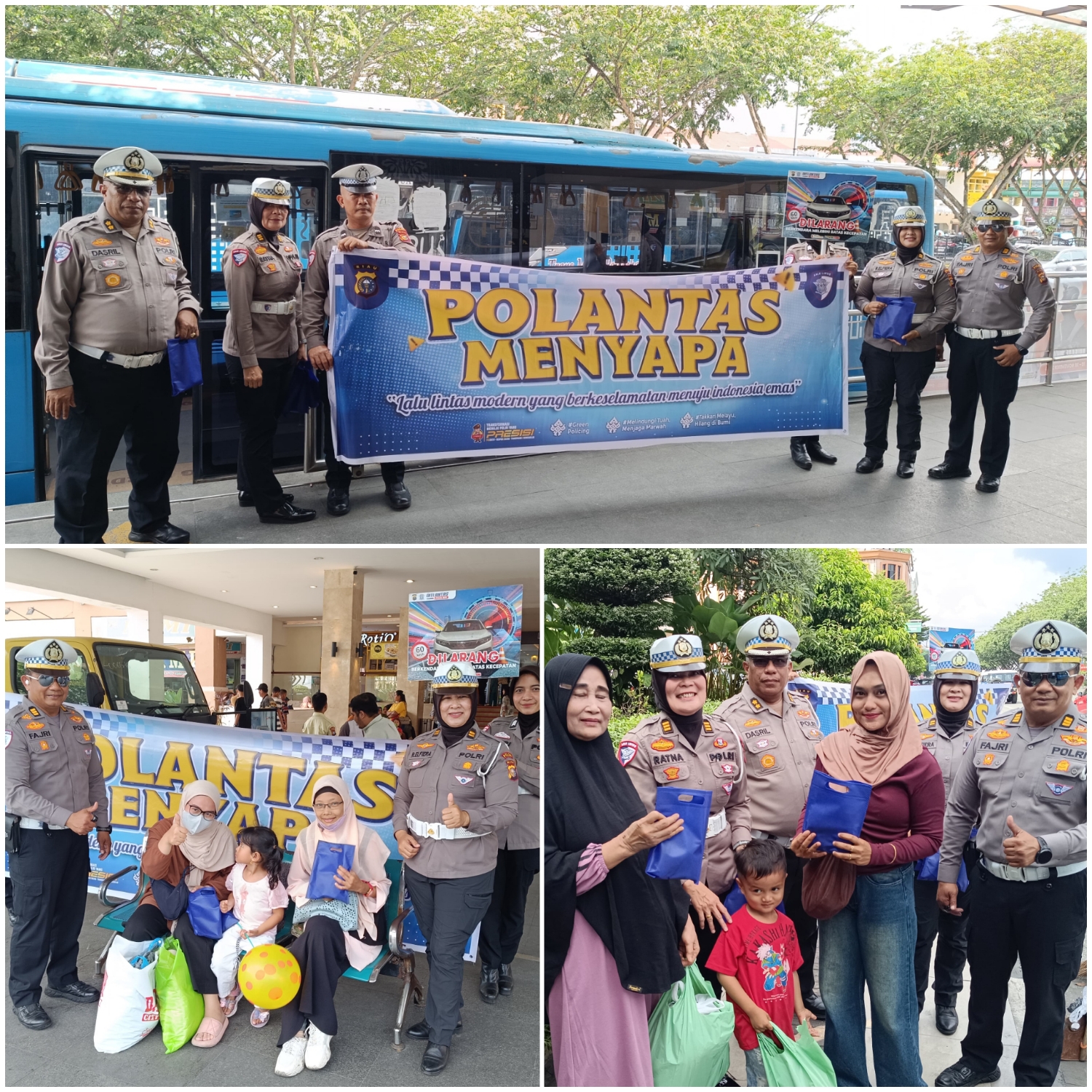 Polantas Menyapa & Green Policing, Ditlantas Polda Riau Sapa Penumpang Busway di Sukaramai 
