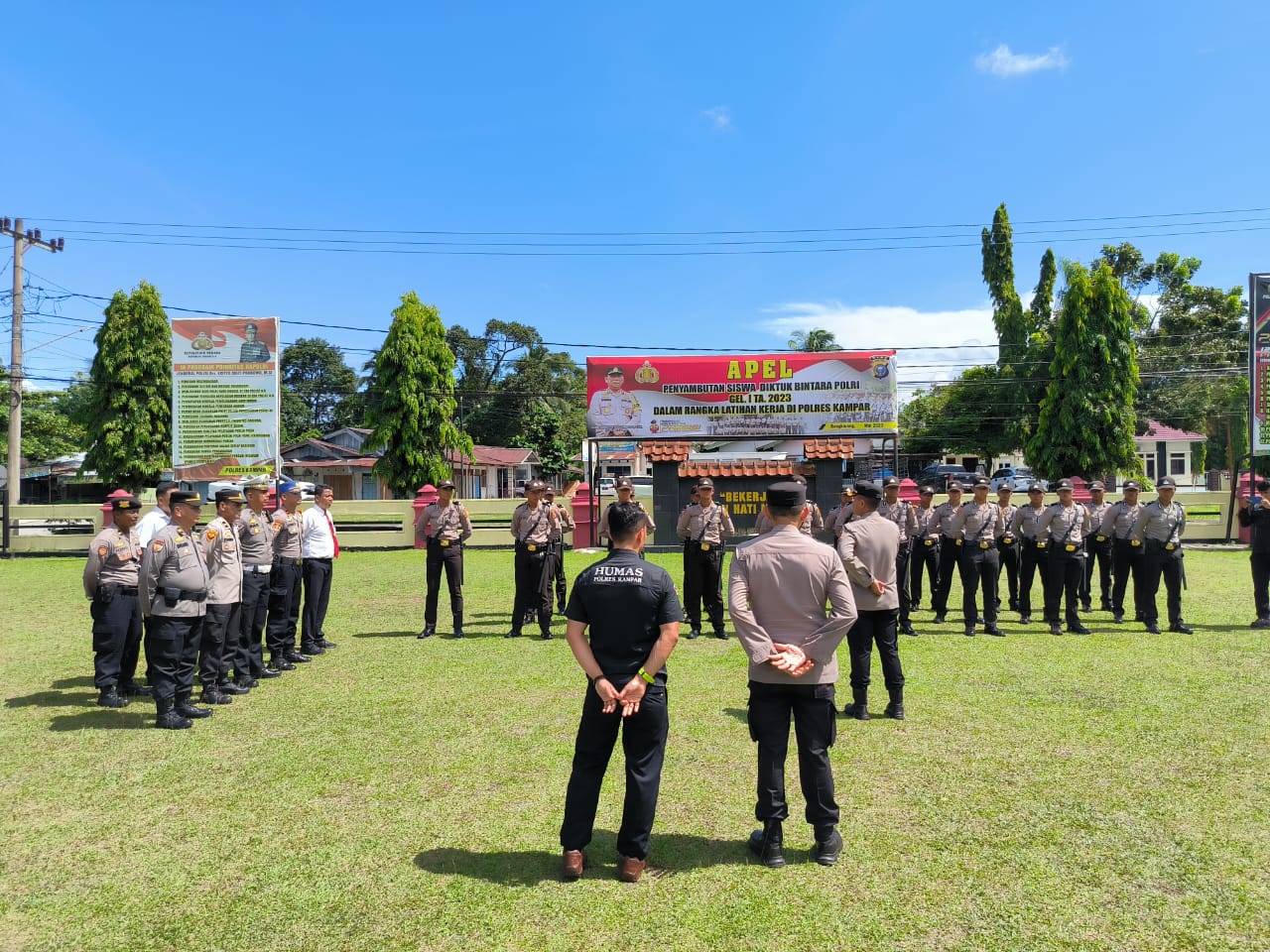 Polres Kampar Gelar Upacara Penerimaan 26 Siswa Latja Diktukba SPN Polda Riau