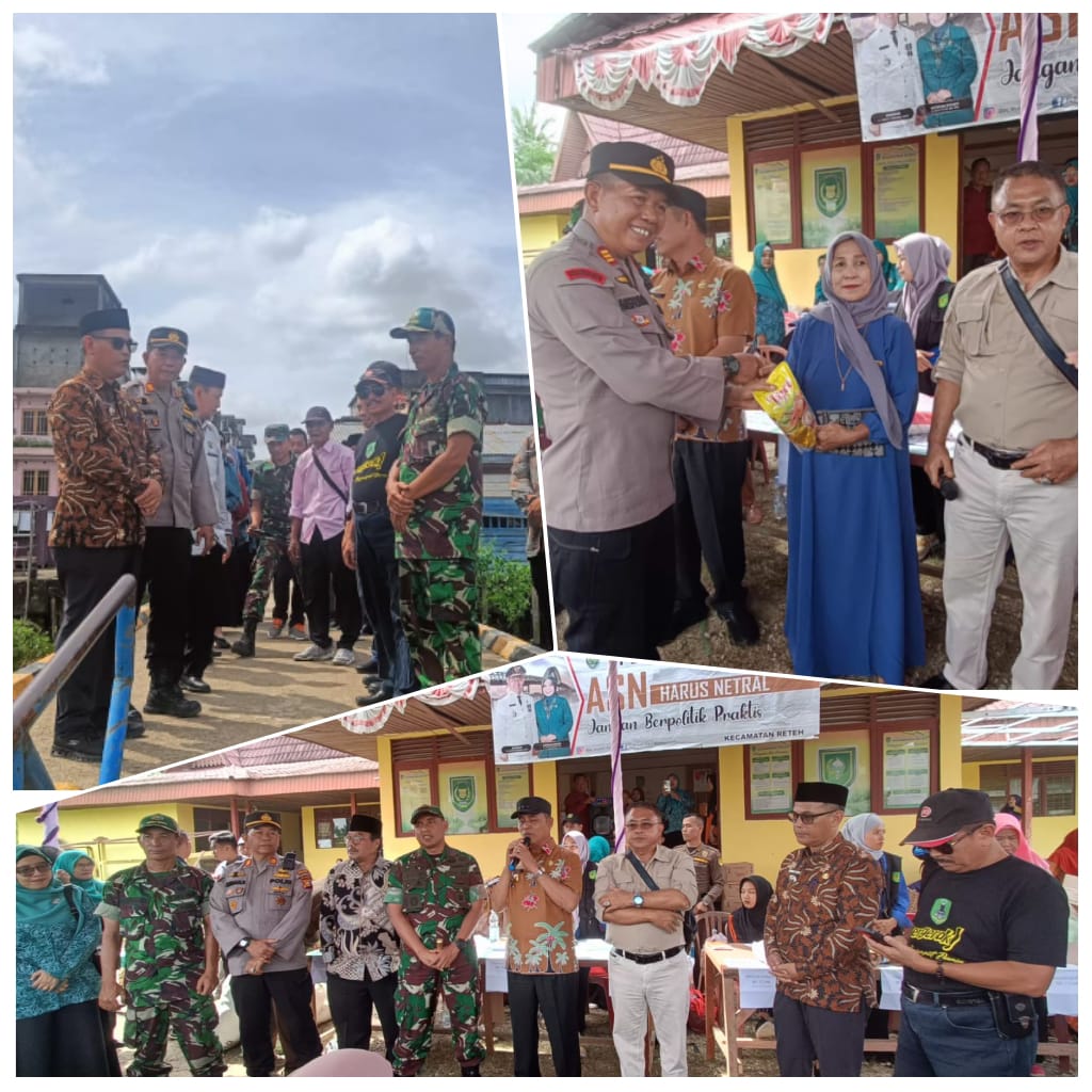 KAPOLSEK RETEH PIMPIN LANGSUNG PENGAMANAN KUNJUNGAN BUPATI DAN OPERASI PASAR MURAH