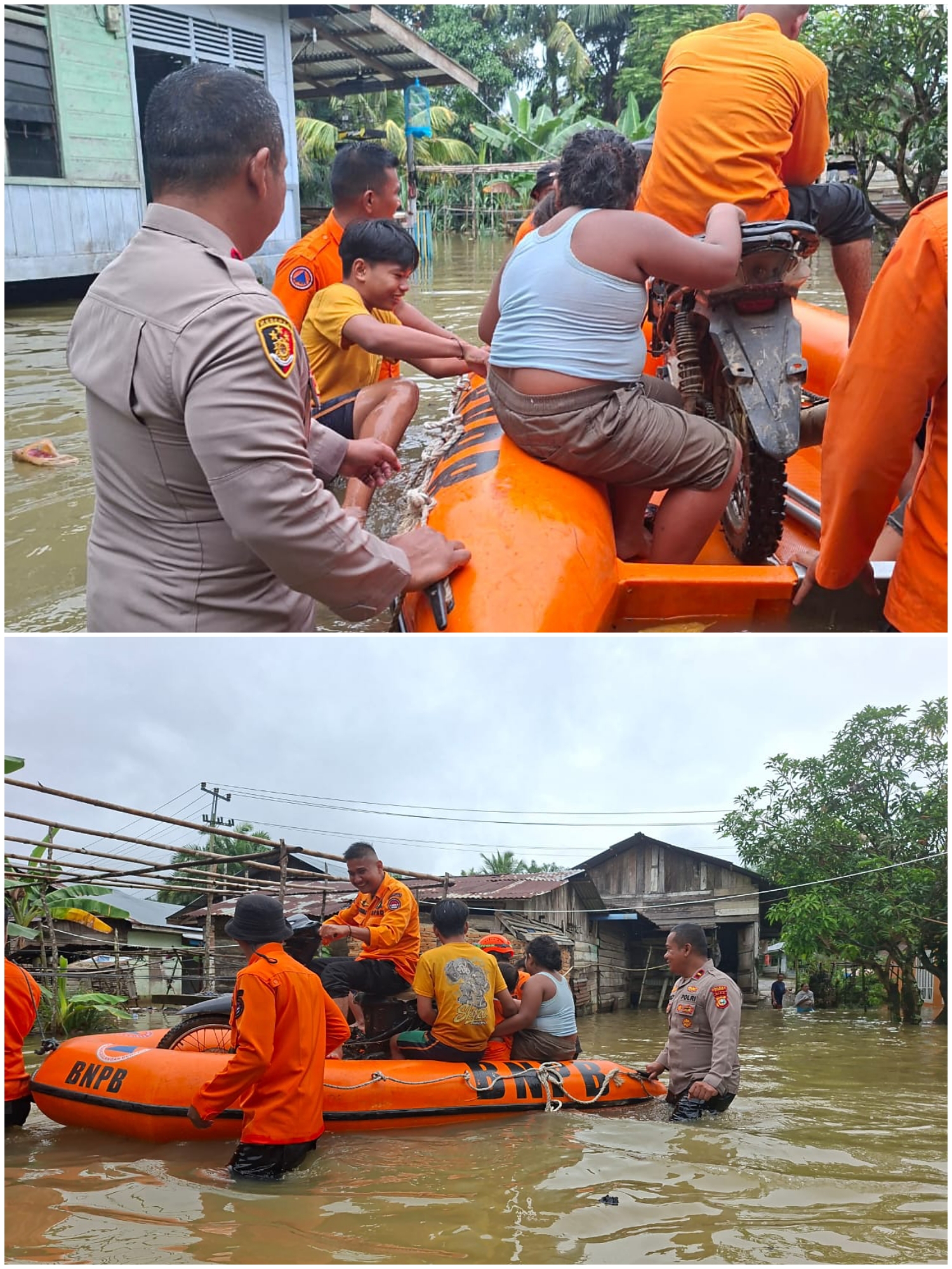 Kapolsek Bangkinang Barat Turun Tangan, Salurkan Bantuan ke Korban Banjir Kuok