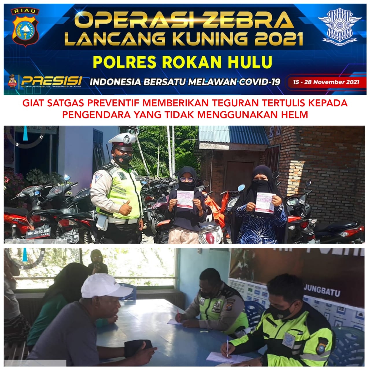 Polres Rohul Bagikan Masker Gratis Di Giat Operasi Zebra LK 2021