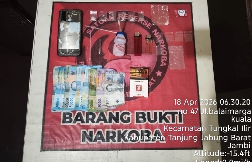 Polres Tanjab Barat Bekuk Pengedar Sabu di Penginapan Malvin, Barang Bukti Ditemukan Dalam Tas Dan J