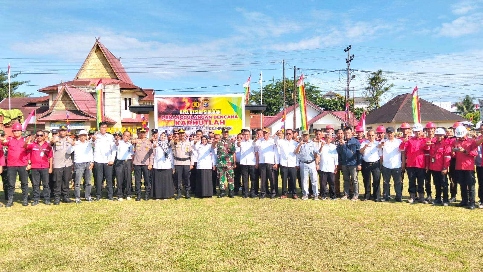 Polsek Kampar Kiri Gelar Apel Siaga Karhutla 2026, TNI Polri, Pemerintah dan Perusahaan Perkuat Sine