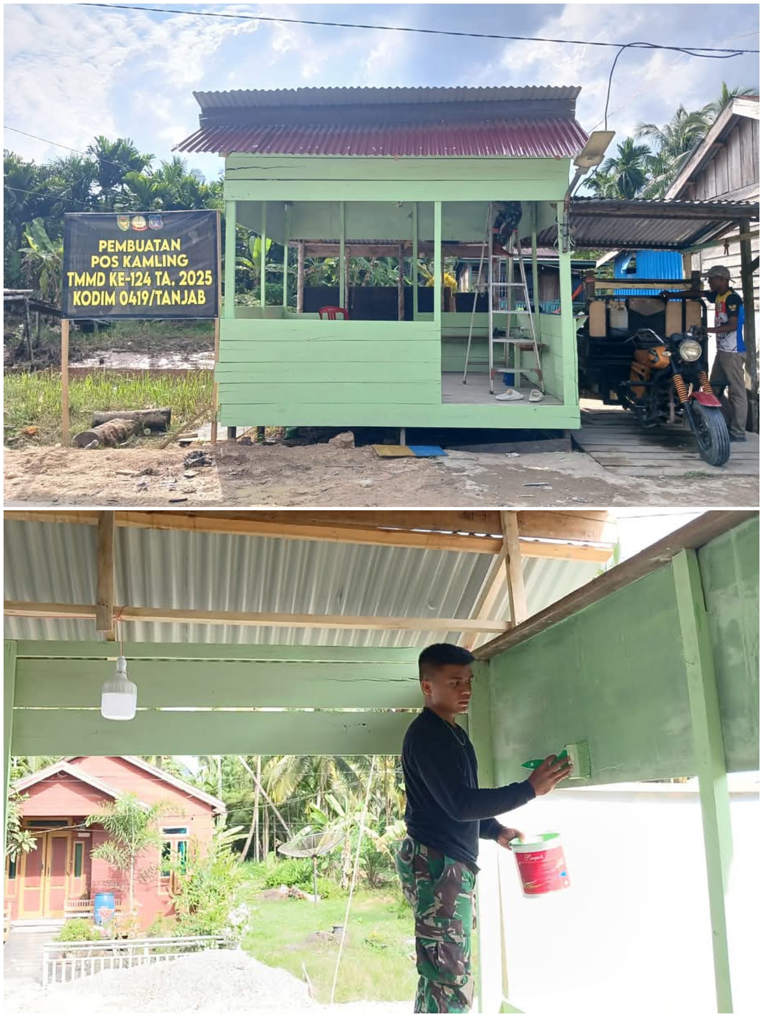 Warna Hijau Tampak di Poskamling, Satgas Terus Lanjutkan Pengecatan