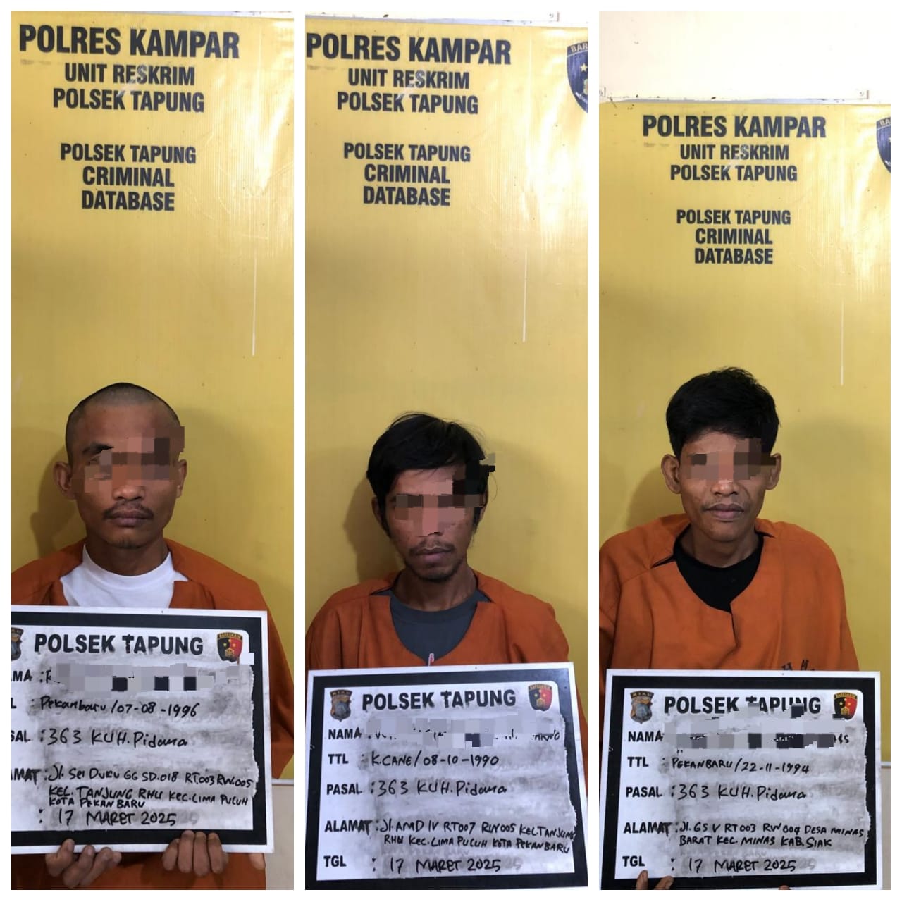 Polsek Tapung Berhasil Ungkap Kasus Pencurian Sepeda Motor di Perumahan Basenja Residen