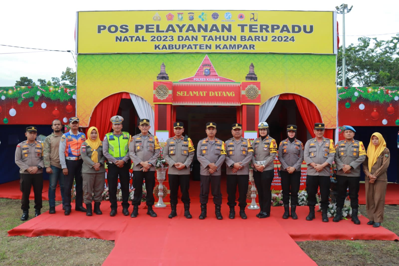 Pengecekan Pospam Ops Lilin Lancang Kuning 2023 oleh Kapolres Kampar di Wilayah Hukum Polres Kampar