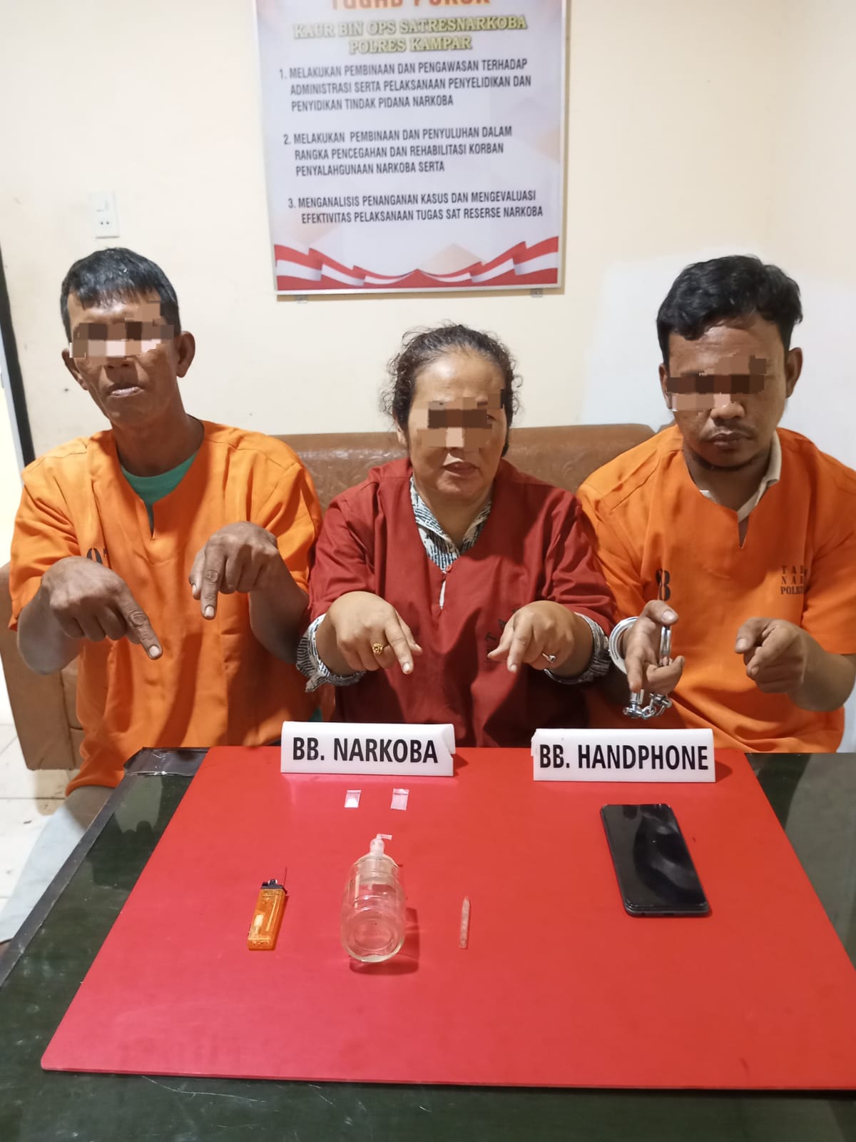 Sat Resnarkoba Polres Kampar Bekuk Tiga Pengguna Sabu di Pulau Lawas, 0,21 Gram Sabu Diamankan