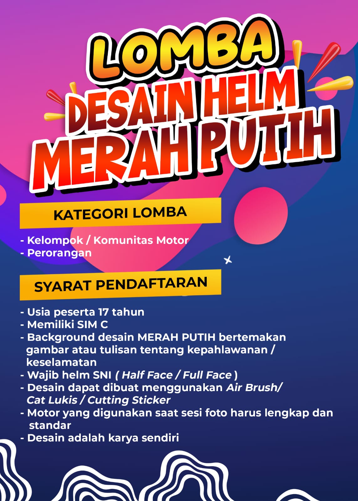 DITLANTAS POLDA RIAU GELAR LOMBA DESAIN HELM MERAH PUTIH