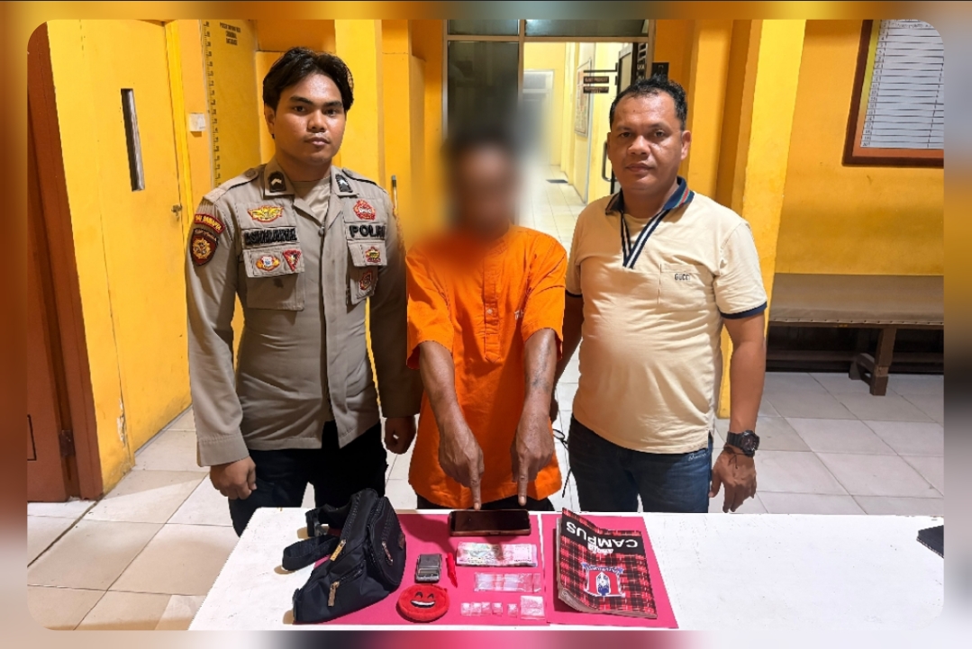 Polsek Tapung Hilir Amankan Pria di Kota Garo, 6 Paket Diduga Sabu Seberat 1,48 Gram Disita