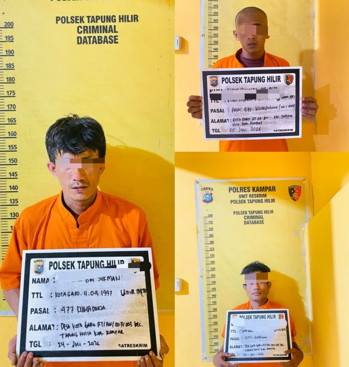 Polsek Tapung Hilir Tangkap Tiga Pelaku Pencurian di Kandang Ayam