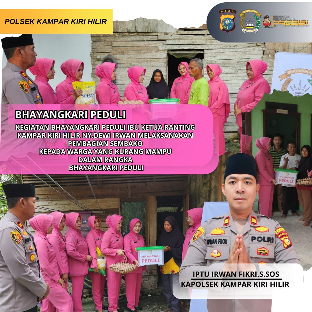 Kapolsek Kampar Kiri Hilir Salurkan Bantuan Sembako untuk Warga Kurang Mampu