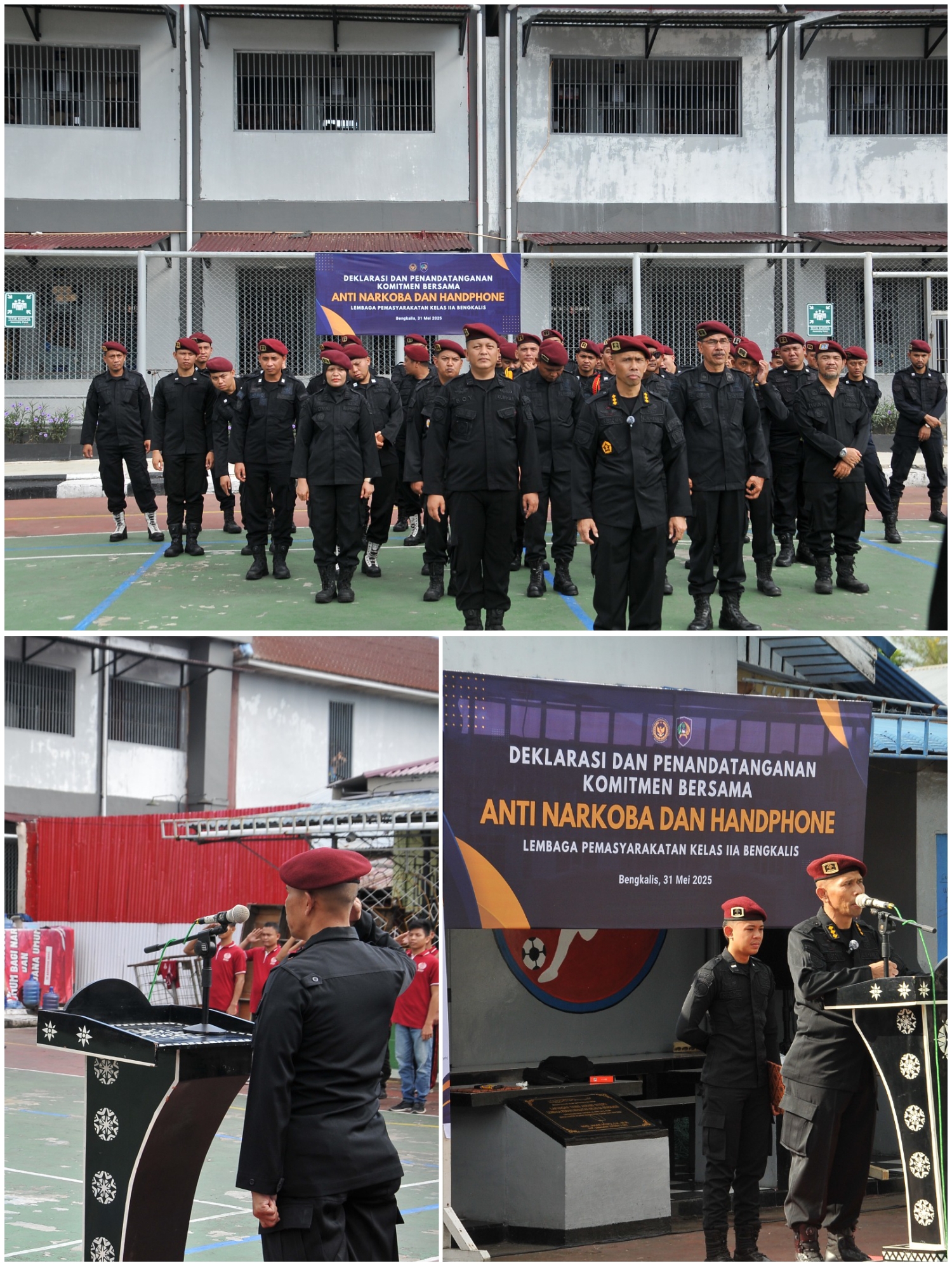 Lapas Kelas IIA Bengkalis Gelar Deklarasi Komitmen Bersama dan Pemusnahan Barang Hasil Razia