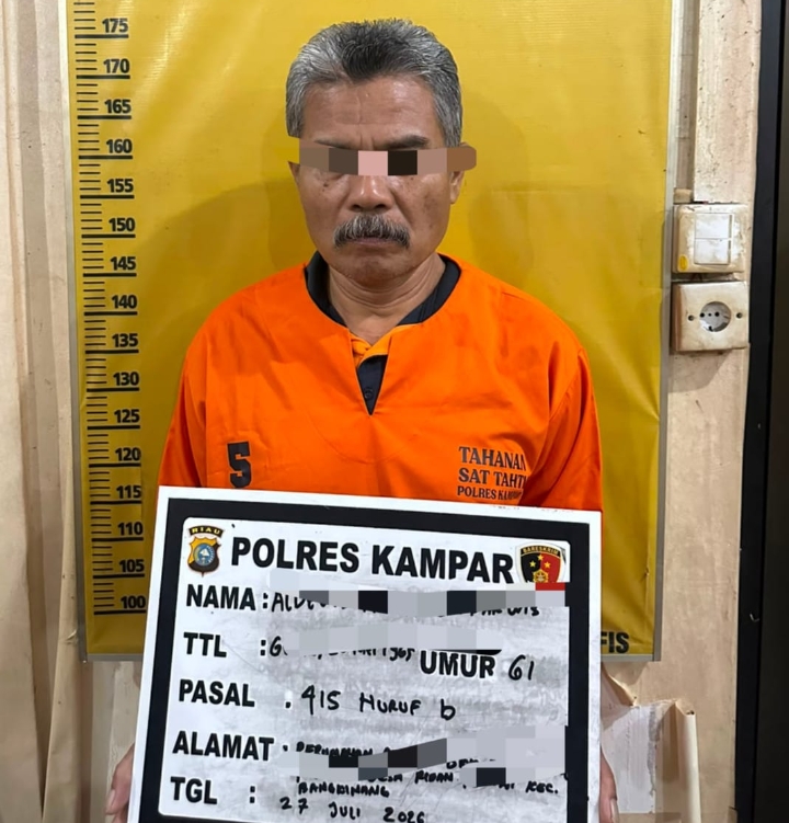 Polres Kampar Tangkap Pensiun PNS Terkait Kasus Pencabulan Pada Anak Usia 7 Tahun