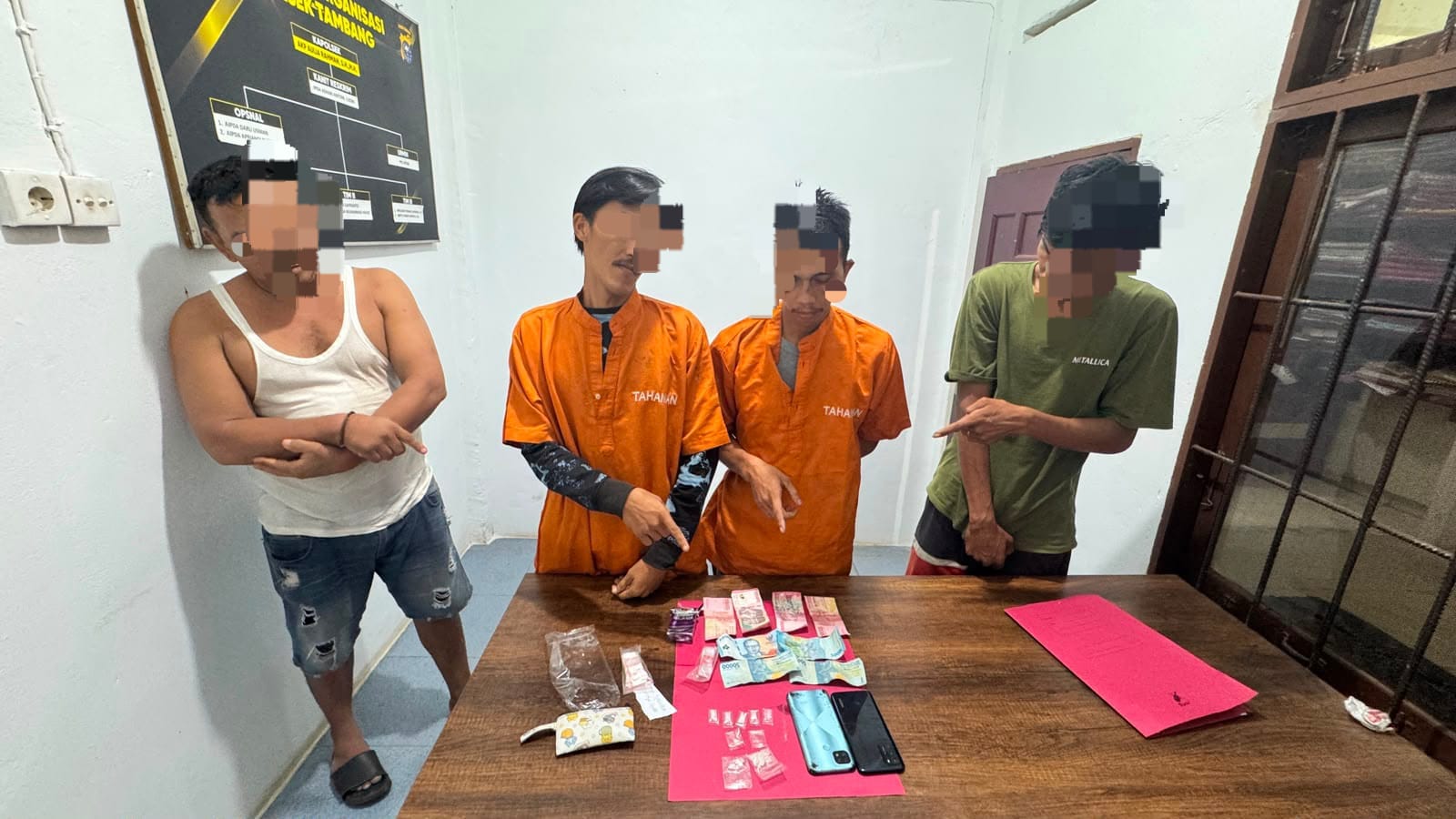 Polres Kampar Berkomitmen Bebas Narkoba 4 Pelaku di amankan Polsek Tambang