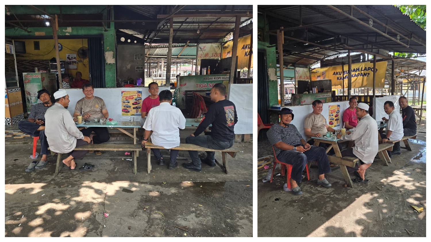 Silaturahmi di Warung Kuhe, Kapolsek Kampar Ajak Masyarakat Air Tiris Jaga Lingkungan dari Pencurian