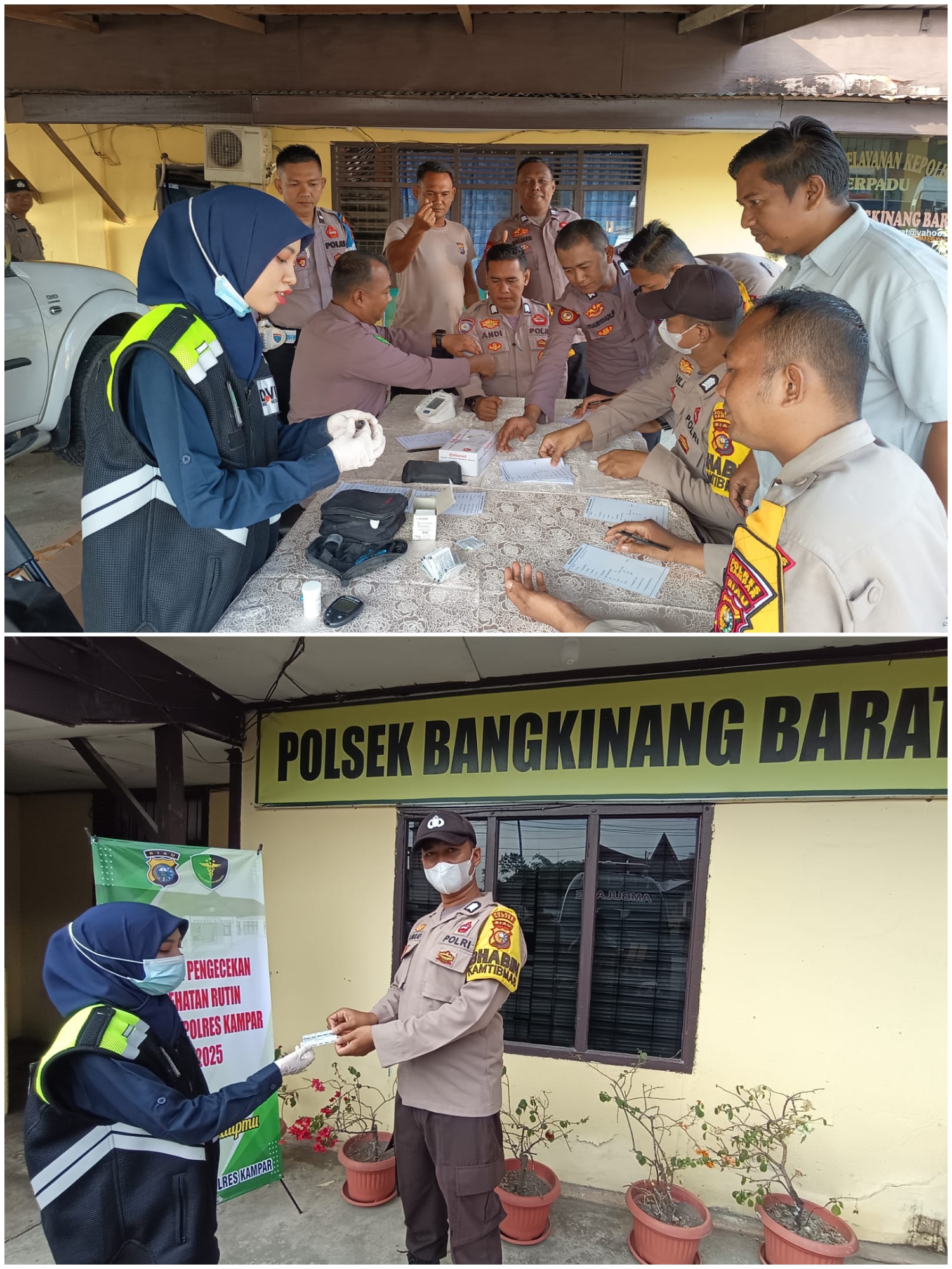 Sidokkes Polres Kampar Periksa Kesehatan Personel Polsek Bangkinang Barat