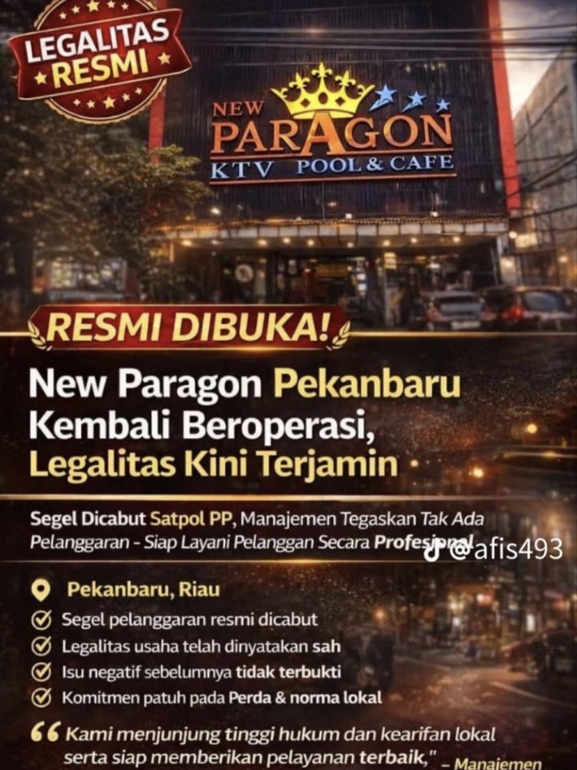 THM New Paragon Kembali Beroperasi, Larshen Yunus Apresiasi Kinerja Walikota dan Kapolresta Pekanbar