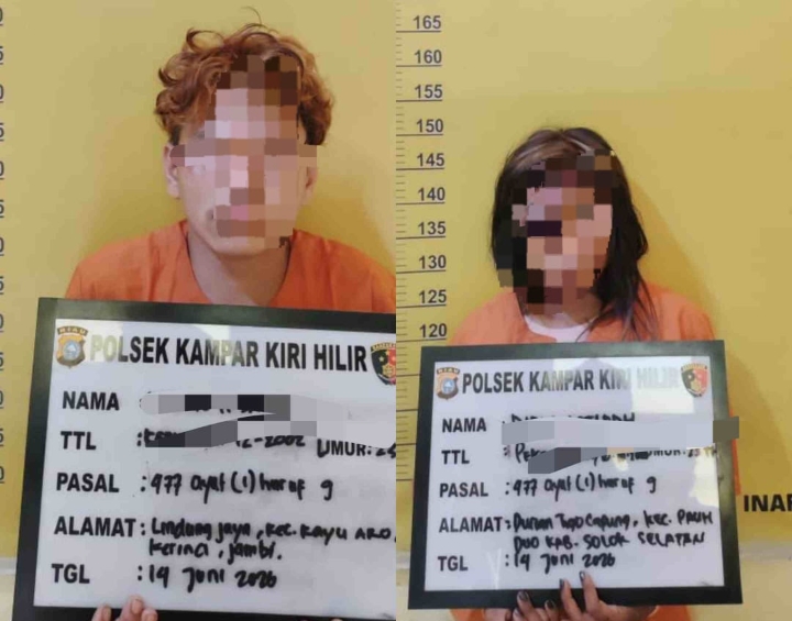 Polsek Kampar Kiri Hilir Tangkap Sepasang Kekasih, Nekat Curi Motor Warga