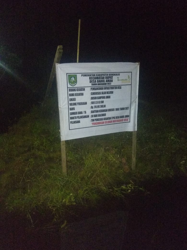 Diduga Proyek Jalan Semenisasi Desa Darul Aman Terbengkalai, Kades : Keterlambatan Material