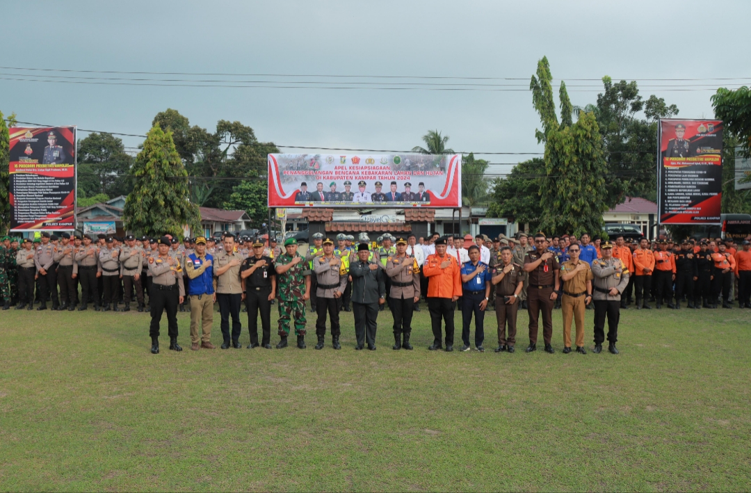 Polres Kampar Gelar Apel Kesiapsiagaan Karhutla 2024 Tingkat Kab. Kampar
