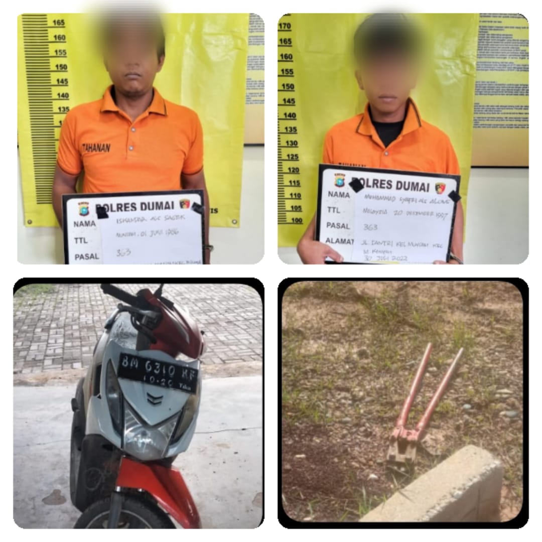 Polsek Medang Kampai Polres Dumai Berhasil Ungkap Kasus Pencurian dengan Pemberatan.