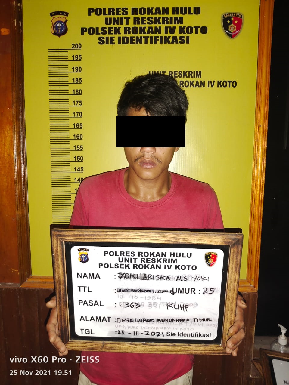 Hand Phone Seorang PNS Di Rohul Disikat Maling, Pelaku Diringkus Polisi