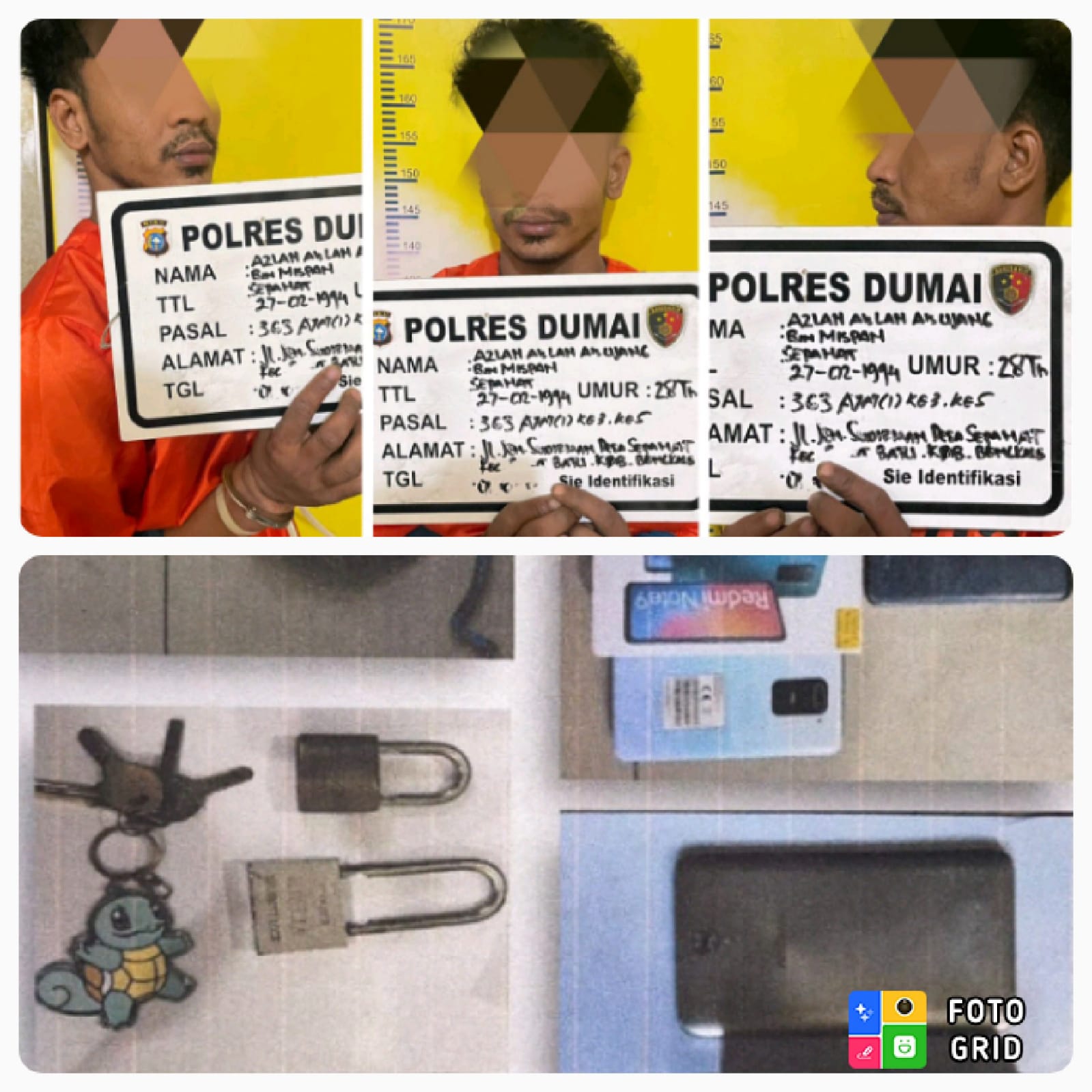 Tim opsnal polres Dumai kembali sukses ungkap curat di toko mentari ponsel di kota Dumai.