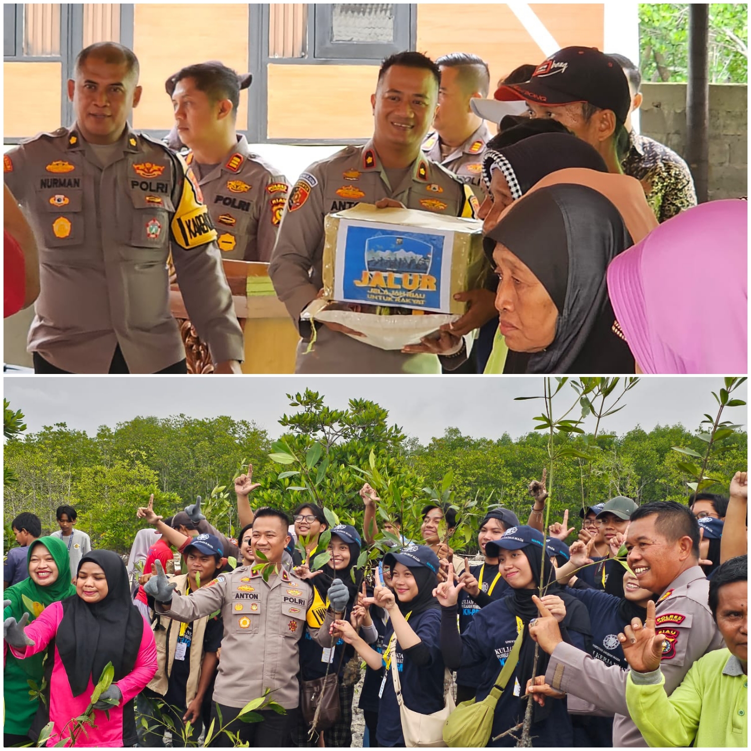 Polres Bengkalis laksanakan Penanaman Mangrove dan pemberian bantuan Sosial di Rupat Utara