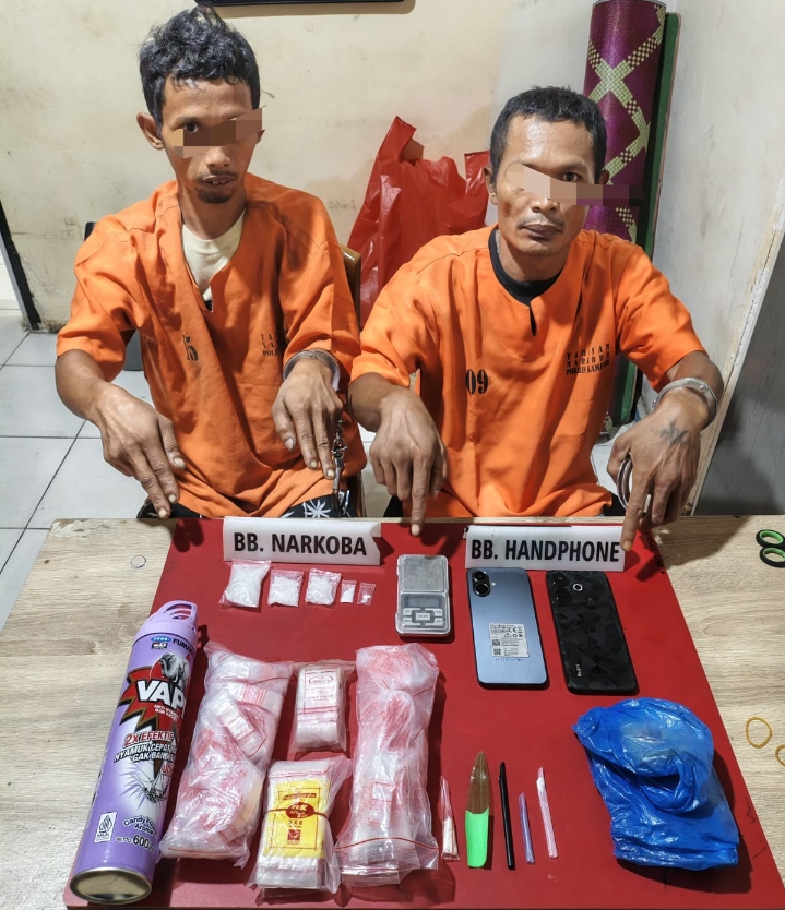 Polres Kampar Tangkap Dua Pelaku Narkoba di Desa Intan Jaya, Sita 22,83 Gram Sabu-sabu